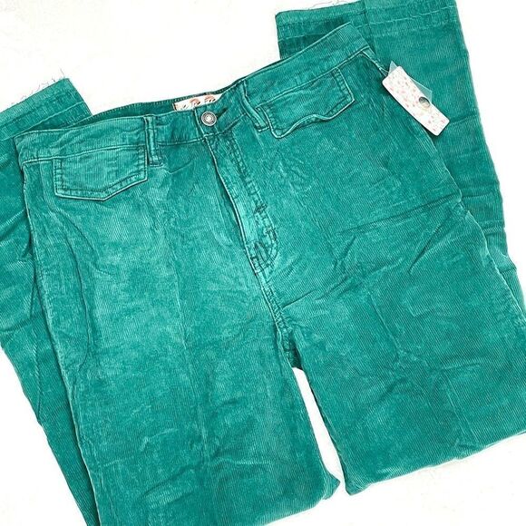 Free People Straight Leg Green Corduroy Pants 32 - Picture 7 of 14